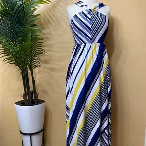 Soma Vibrant Striped Maxi Dress - Blue, Yellow, White